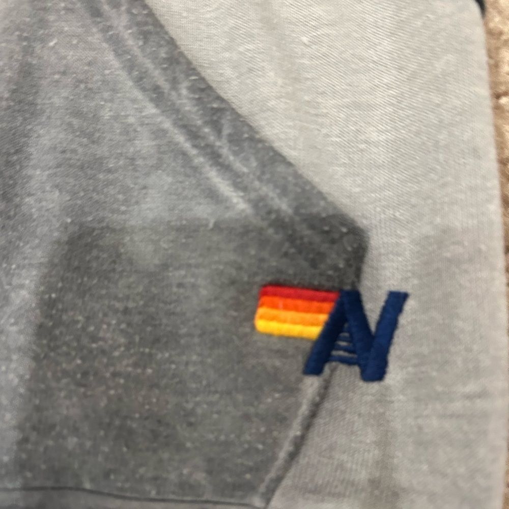 Aviator Nation Gray Hoodie with Green Stripes - Picture 3 of 11